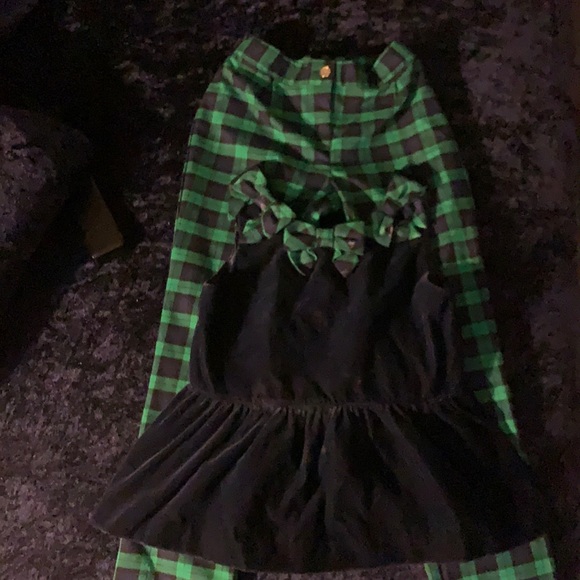 Janie & Jack velvet top with matching plaid pants